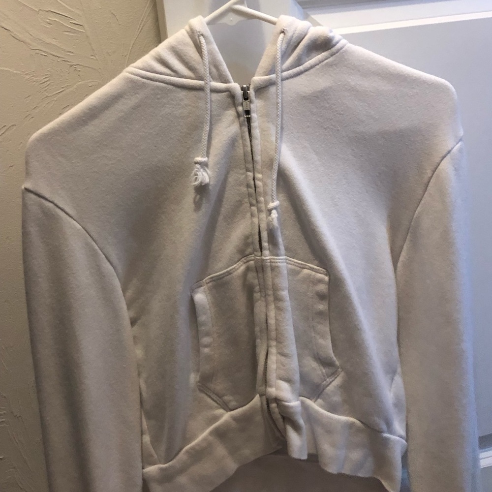 brandy melville white cropped christy hoodie